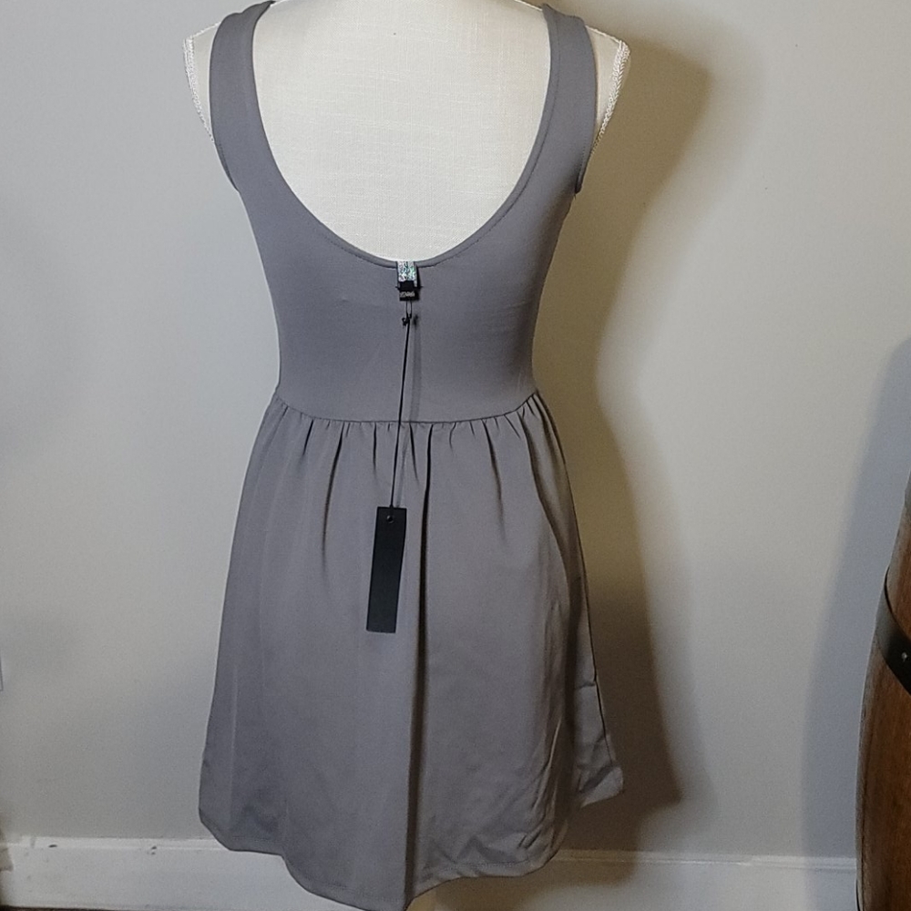 NWT Poof Couture Gray Dress W/Metal Accents Small - Picture 4 of 7